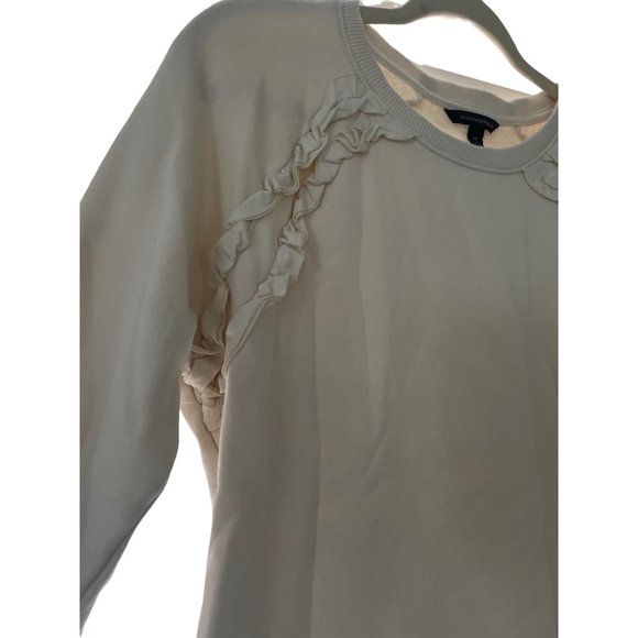 Banana Republic M Beige Ruffle Crewneck Sweatshirt - Picture 2 of 4